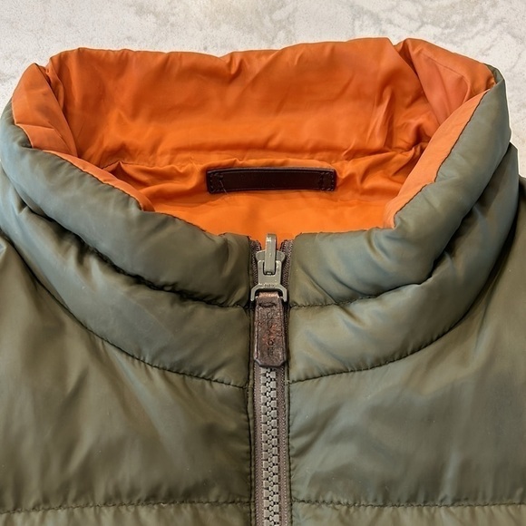 COACH Packable Reversible Lightweight Down Jacket Olive/Burnt Orange - Picture 10 of 16